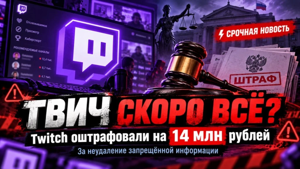 Суд оштрафовал Twitch на 14 млн рублей за неудаление запрещённой информации